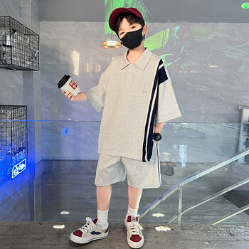 荷棠梦儿童衣服男10到12岁夏装套装23新款小学生运动套装男童短袖两件