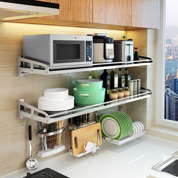 厨房置物架壁挂式微波炉架烤箱架多功能收纳架挂架挂墙上支架厨具储物