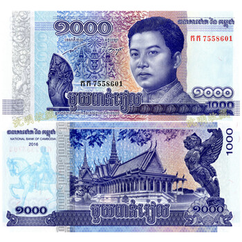 柬埔寨纸币 2008-2016年版世界外国钱币仅供收藏 1000瑞尔2016年y49