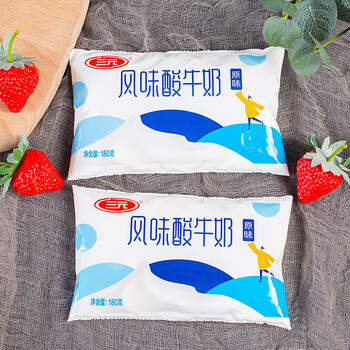 三元原味风味酸牛奶180g袋装实惠低温大包新鲜早餐奶营养健康 原味