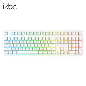 ikbc游戏键盘机械键盘办公键盘机械有线键盘 F210白色 茶轴 RGB光