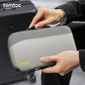 tomtoc护照夹护照包旅行简约大容量收纳银行卡保护套钱包防盗刷证件包 月光灰 可收纳4-5本护照