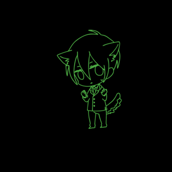 猫耳尾巴男孩q版夜光墙贴心理测量者卡通人物荧光墙纸贴心灵判官动漫