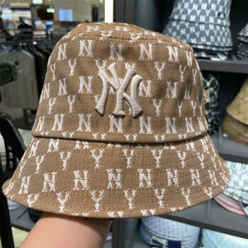 帽子ny韩版潮牌老花牛仔渔夫帽百搭夏季ins风遮阳盆帽la满标刺绣字母