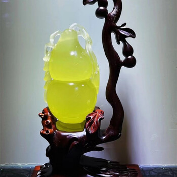 天然黄水晶葫芦摆件镂空雕刻代表家庭幸福平安禄代表升官发财平平安安