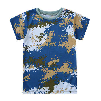 迷彩服套装短袖t恤小学生幼儿园演出服研学夏令营服装军训服 海洋单