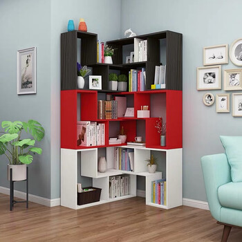 创意书架置物架玄关柜转角柜读书角书柜精品展示柜架木质 l型组合柜(2