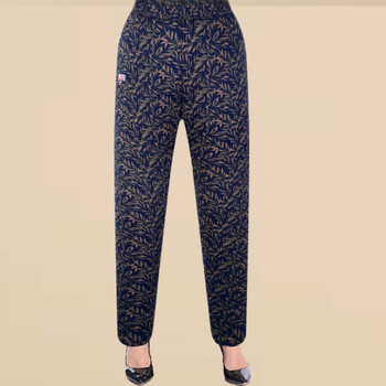 中老年人棉裤女70-80岁加绒加厚奶奶冬装保暖裤高腰宽松妈妈外穿 竹叶