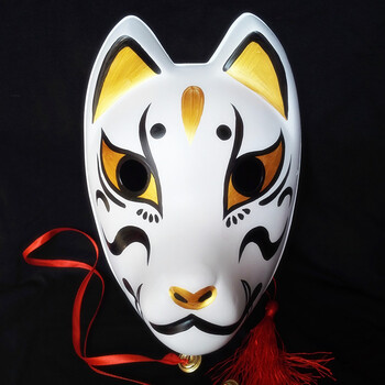 狐狸面具 日式全脸原创高端日式妖狐般若全脸塑料面具红色狐狸动漫cos