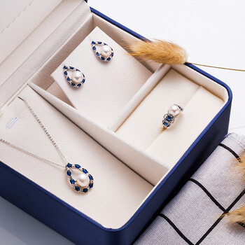 gxfc奥利维拉 淡海水珍珠三件套g3  吊坠耳钉戒指 精美礼盒包装 美礼