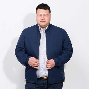 200斤胖哥胖人商务绅士50岁特大码男士夹克中老年加肥加大号立领外套