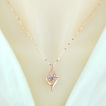 老凤祥款式项链s925足银镀黄金玫瑰金项链锁骨吊坠送女生女朋友老婆