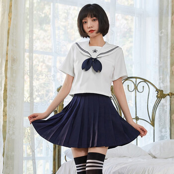 诱惑角色扮演学妹校服百褶裙家居服睡衣7034白领蓝裙l7221黑长筒丝袜