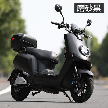 新款大牛电动车电动摩托车60v70v成人男女双人踏板电瓶车豪华版磨砂黑