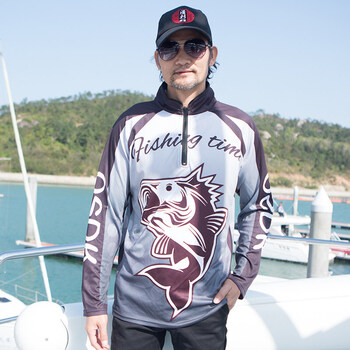 夏季速干比赛路亚钓鱼服男套装垂钓防晒服套装灰色上衣s