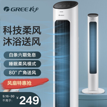格力（GREE）遥控电风扇节能风扇家用低噪塔式落地扇新品电扇高颜值塔扇无叶风扇 (FL-08X61Bg)