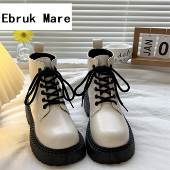 Ebruk Mare森馬集团马丁靴女白色休闲女春秋季新款松糕增高舒适百搭靴子 白色 39 标准码数