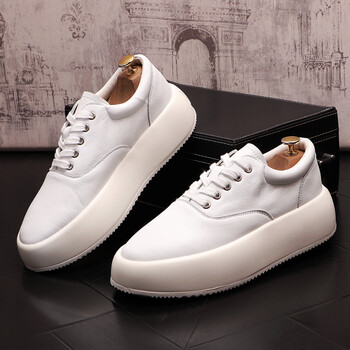 松糕鞋男年厚底增高休闲鞋秋季新款小白鞋男士运动鞋男单鞋子白色标准