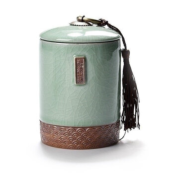 小型茶叶罐空罐放茶叶的器皿创意小型龙井圆形带盖瓷罐干货储存罐