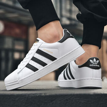 阿迪达斯探锐男鞋2024新款春季低帮贝壳头板鞋官方男士三叶草情侣小白