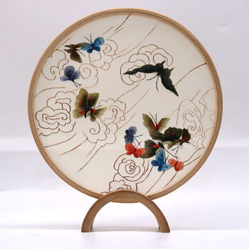 苏绣刺绣湘妃竹摆件手工双面绣桌面台屏工艺品中国特色家居礼品款一