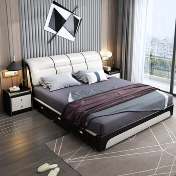 2实用多种款式尺寸可选 真皮床 5d乳胶床垫 1800mm*2000mm  框架结构