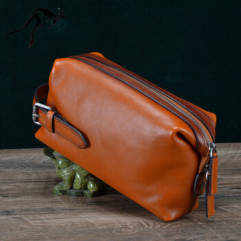 袋鼠手包男手拿包大容量真皮手挽包牛皮手抓包软皮商务休闲时尚新款潮