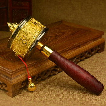 新品佛缘 高端精美六字真言八吉祥转经筒 掐丝手摇转经轮 铜 小号