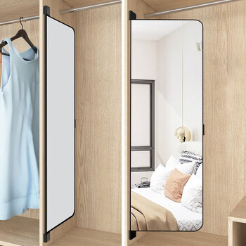 安尔雅(anerya)穿衣镜 衣柜镜子内置半身化妆镜平开门隐形折叠试衣放