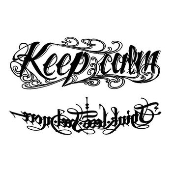 花体字草本纹身贴防水男半不反光酷女手臂果汁花臂半臂 保持冷静2张