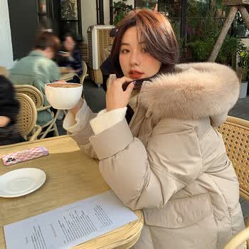 奶茶色xs90-110斤>酷艾德羽绒服女2023年新款中长款时尚洋气设计感