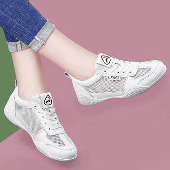 意尔康意尔康小白鞋新款女鞋春秋款网鞋女透气网面平底休闲运动鞋