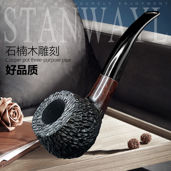 史丹威尔（Stanwayl）史丹威尔实木烟斗石楠木男士手工烟锅老式便携檀木过滤烟斗送配件 SL6003石楠木雕花
