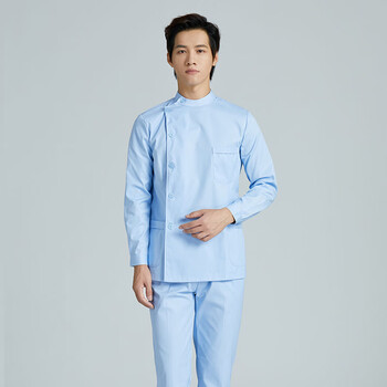 牙医口腔科医生工作服冬季男护士服短袖分体套装白大褂短款长袖立领一