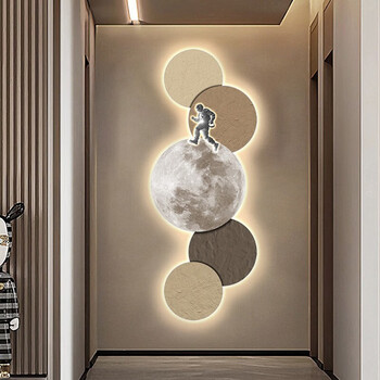 涵轩简约玄关装饰画led灯画背景墙3d立体壁画卡通动漫儿童宇航员挂画