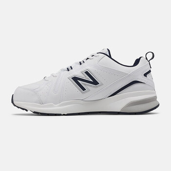 newbalance新百伦608v5系列皮质网眼透气防滑减震男士运动跑步鞋白蓝