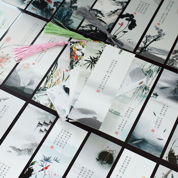 书签古风古诗词流苏书签唐诗宋词诗经简约卡片可爱学生用手工制作小