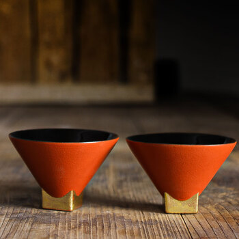 拓进复古创意酒杯酒盏茶杯家用陶瓷主人杯斗笠杯吞杯酒盅白黄酒烈酒杯