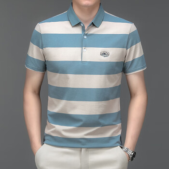 aemape2023夏季新款棉polo衫男士休闲百搭短袖轻商务 浅湖蓝色 xl