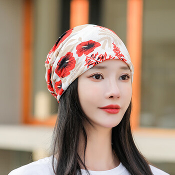 冬天老人睡觉时戴的帽子冬天遮白发帽丝巾包头帽包头巾女时尚外出睡帽