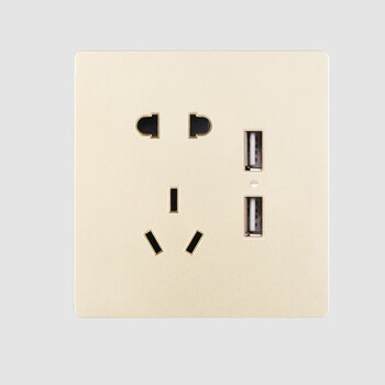 杜鲁蒙86型香槟金墙壁5五孔双usb带开关插座面板充电电源插套餐 h8