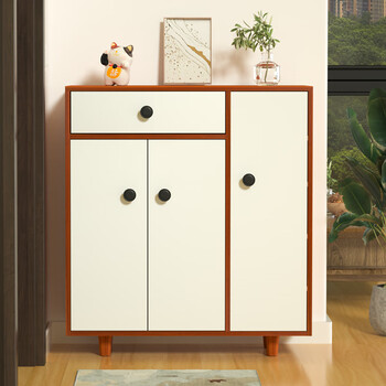 hmjia 北欧一抽三门鞋柜大容量家用门口入户玄关加固鞋柜box3012h