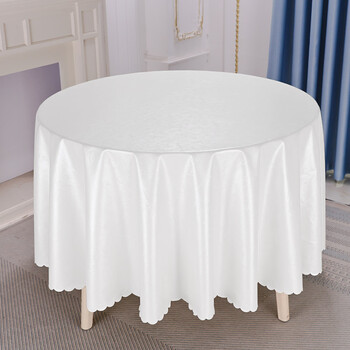 酒店大圆桌桌布欧式防水防油免洗防烫饭店家用圆形餐桌布台布布艺勾花