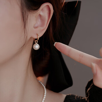 森汽珍珠耳环女耳饰耳钉耳坠感简约小众设计感轻奢生日礼物送女友 A8X704珍珠耳环