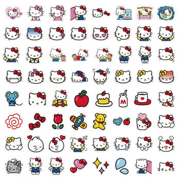 灵动创想128张hellokitty贴纸卡通可爱凯蒂猫手帐ipad手机壳装饰防水