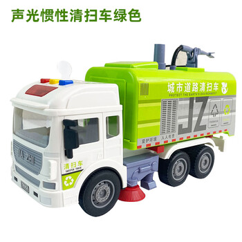 环卫扫地车儿童玩具讲故事宝宝大号垃圾桶惯性 绿色可喷水清扫车