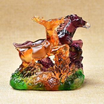 香港宋韶光2022虎年吉祥物生肖属马禄马交驰琉璃摆件