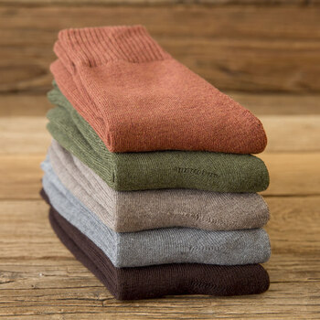 浪莎厚袜子男秋冬加厚中筒加绒长筒棉袜毛巾长袜男士冷冬季穿袜男式冬