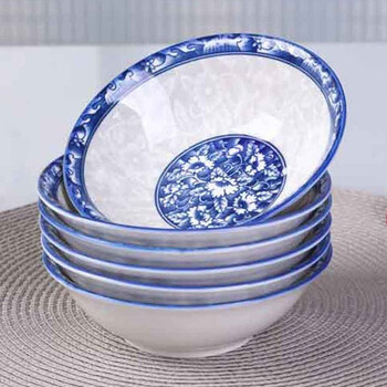 4个装中式青花瓷陶瓷斗碗大碗面碗饭碗家用加厚防烫家用餐具可微波4个