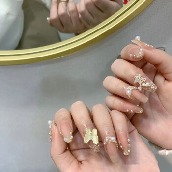 磨砂复古巴洛克轻奢宫廷风美甲 手工光疗成品 猫眼蝴蝶猩猩流苏 小号s